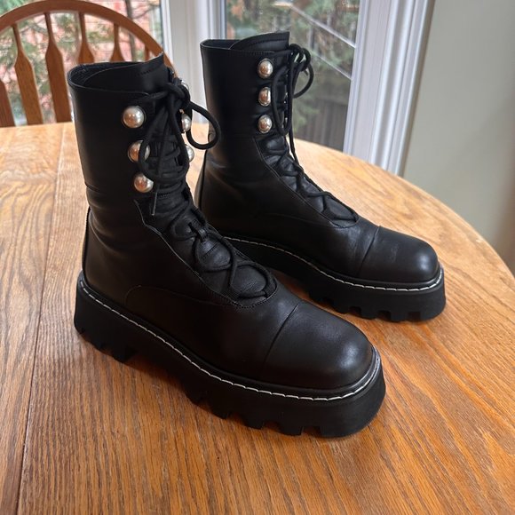 Nicoholas Kirkland Black Pearlology Combat Ankle Boots - Picture 8 of 8